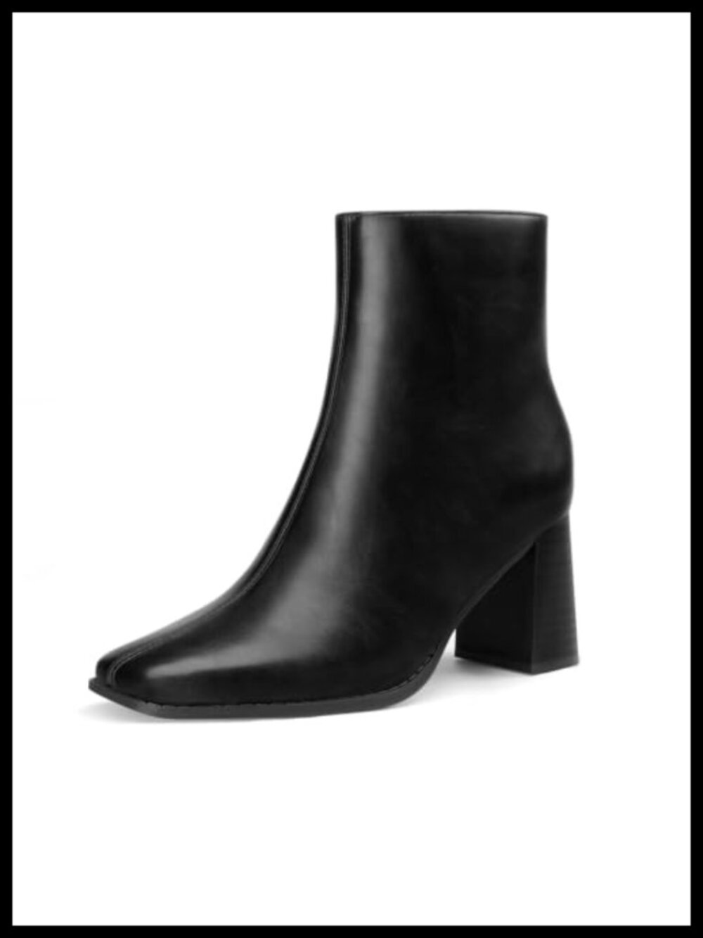Square Toe Block Heel Ankle Boots with Side Zipper